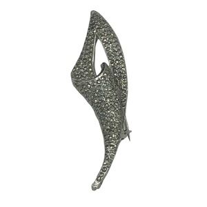 Marcasite Calla Lily Leaf Brooch Pin Silver Tone EUC